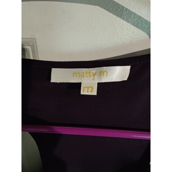 Matty M 100% Silk Low Cut Tank Top Dark Purple Beaded Fringe M - Picture 5 of 6